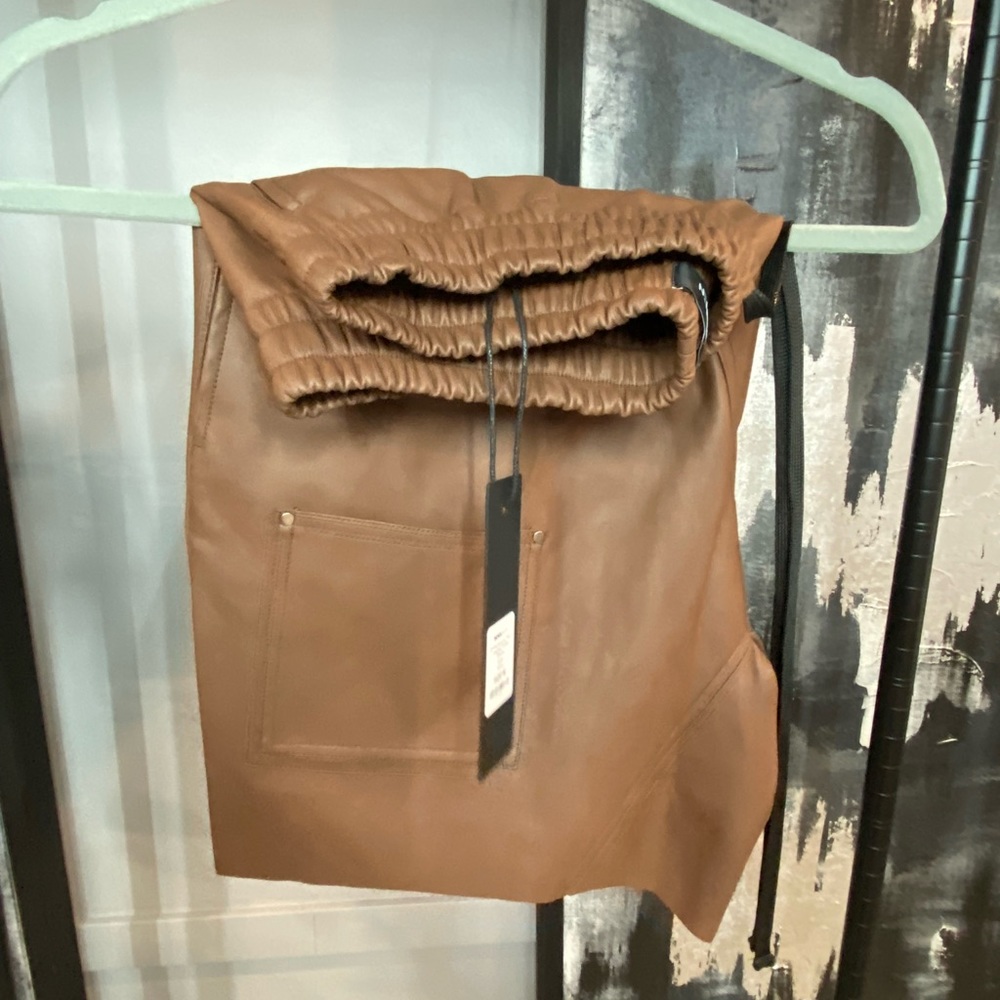 Brown faux leather shorts